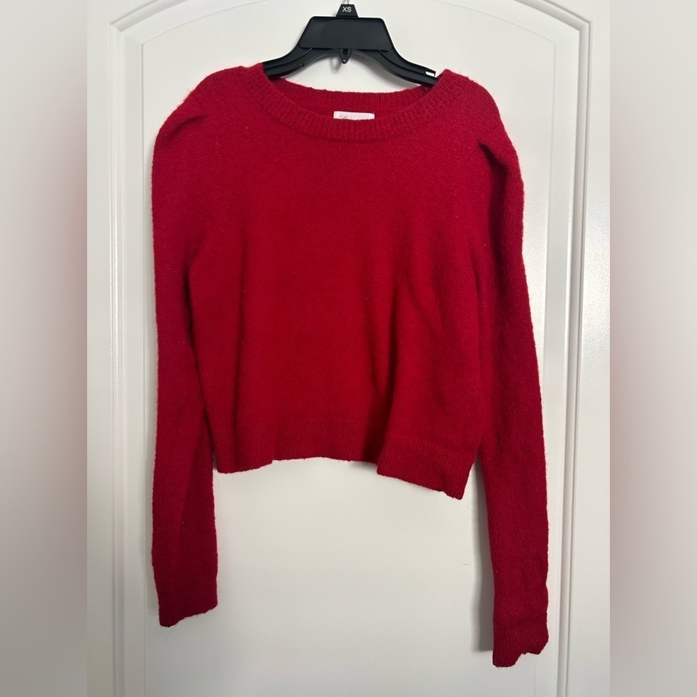Lovers + Friends Revolve Cherry Red Knit Sweater size S preppy chic fall 90s